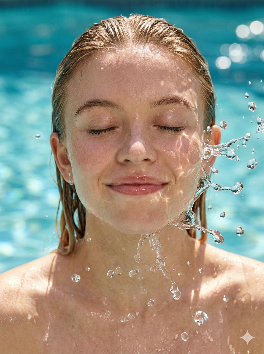 Hyper-Realistic Portrait of Sydney Sweeney in Water Splash 2