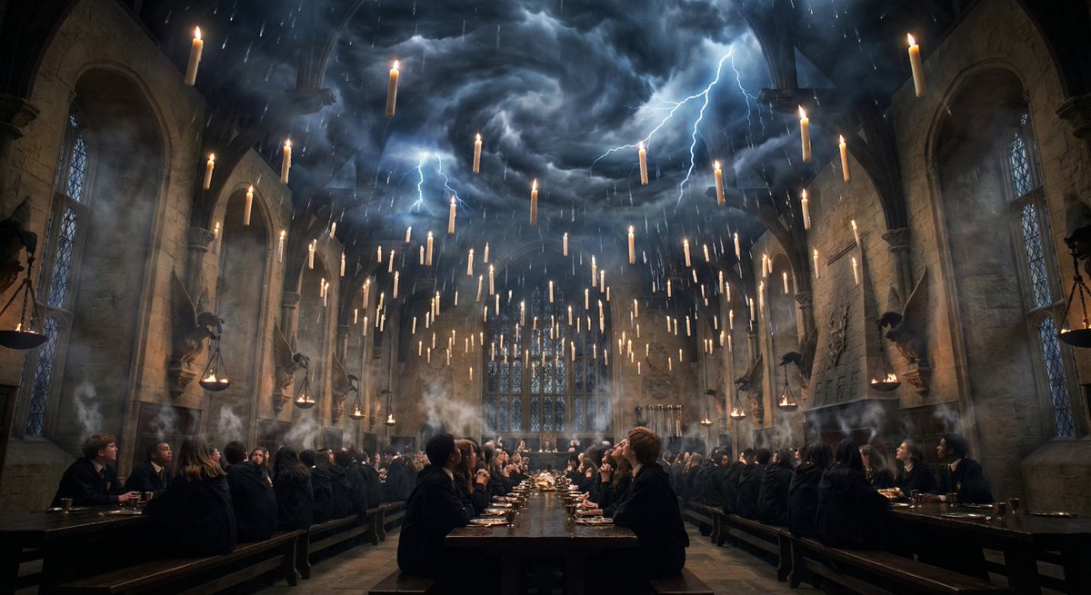 Hogwarts Great Hall during a thunderstorm 2