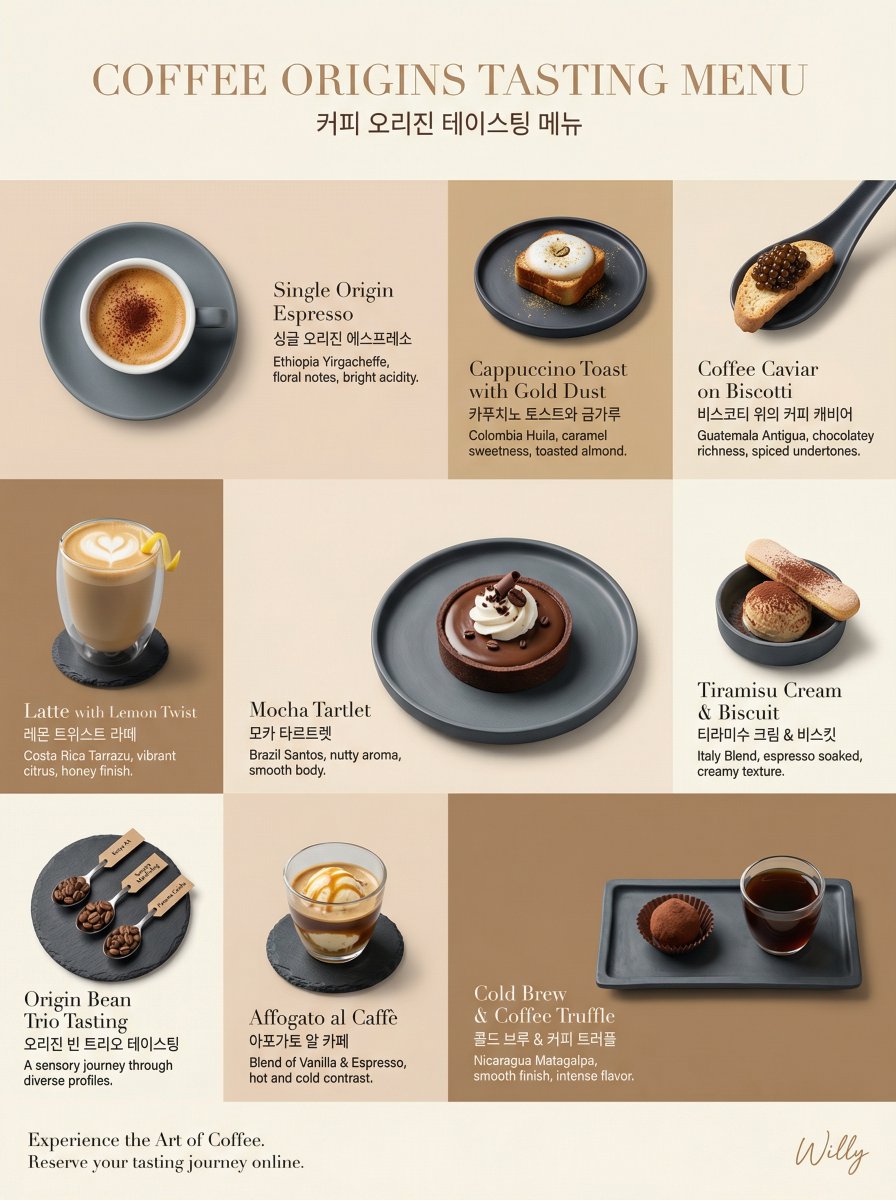 Luxury Coffee Tasting Menu Layout Prompt 1