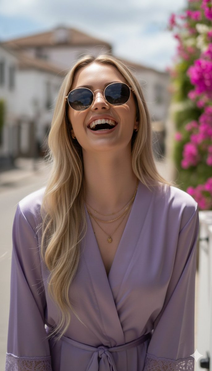 Photorealistic Portrait in a European Street with Bougainvillea 2