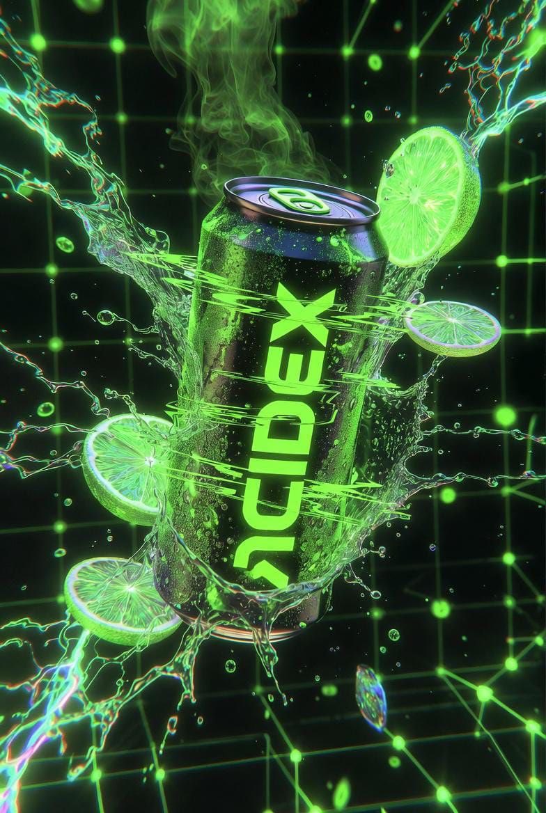 Hyper-Realistic Neon Energy Drink Product Shot Prompt 4