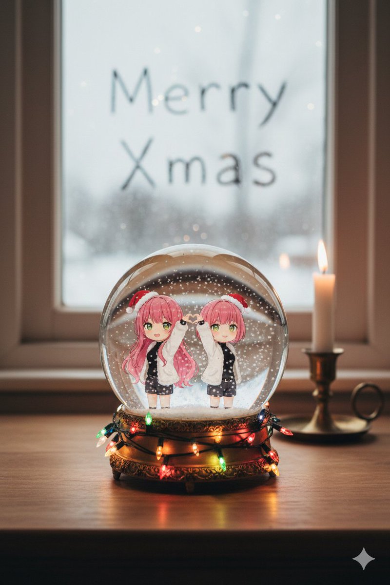 Anime Chibi Character in a Photorealistic Christmas Snow Globe 3