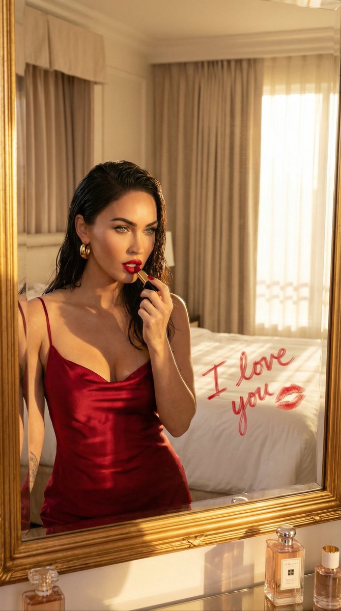 Cinematic Portrait Prompt: Applying Red Lipstick (Duplicate) 2