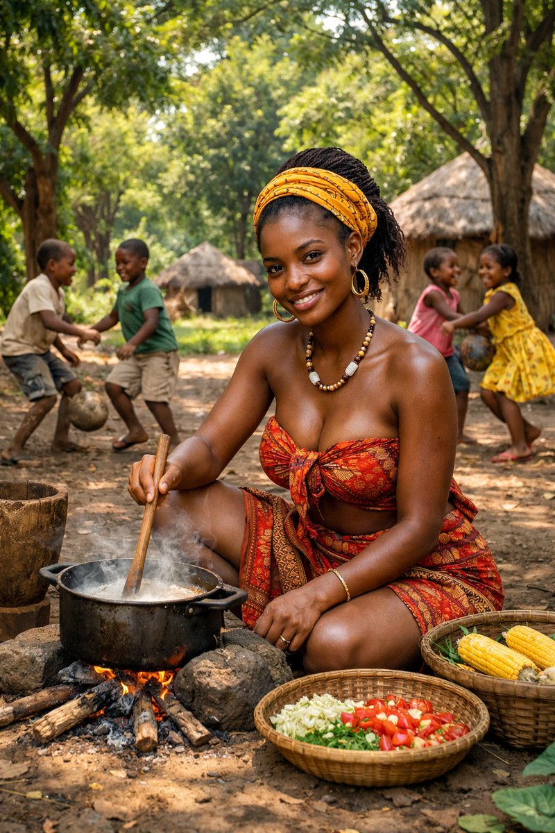 Documentary Photo of African Village Scene 1