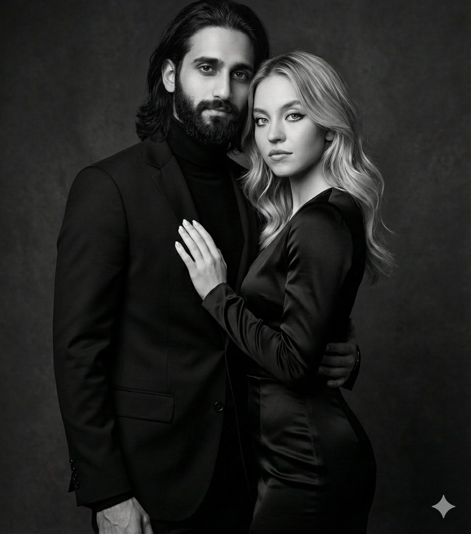 Black-and-White Studio Portrait of a Couple with Identity Lock 4