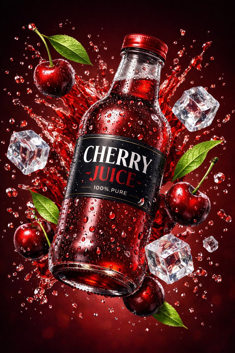 3D Commercial Shot of Cherry Juice Bottle 1