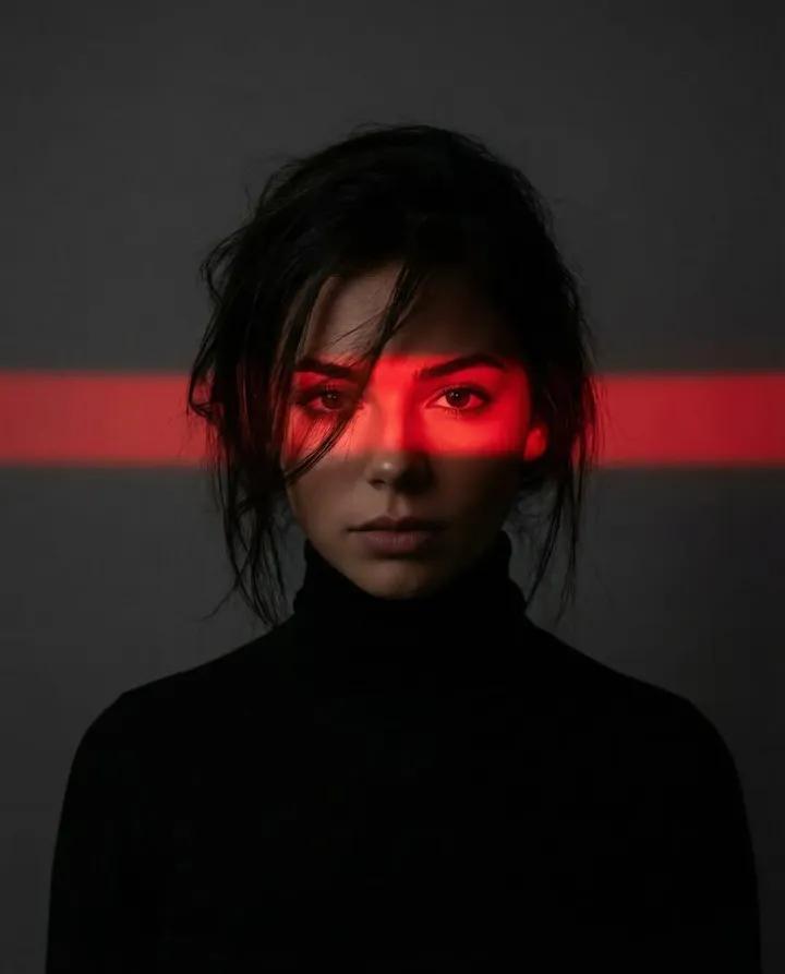 Ultra-Realistic Dramatic Portrait with Red Light Highlight 2