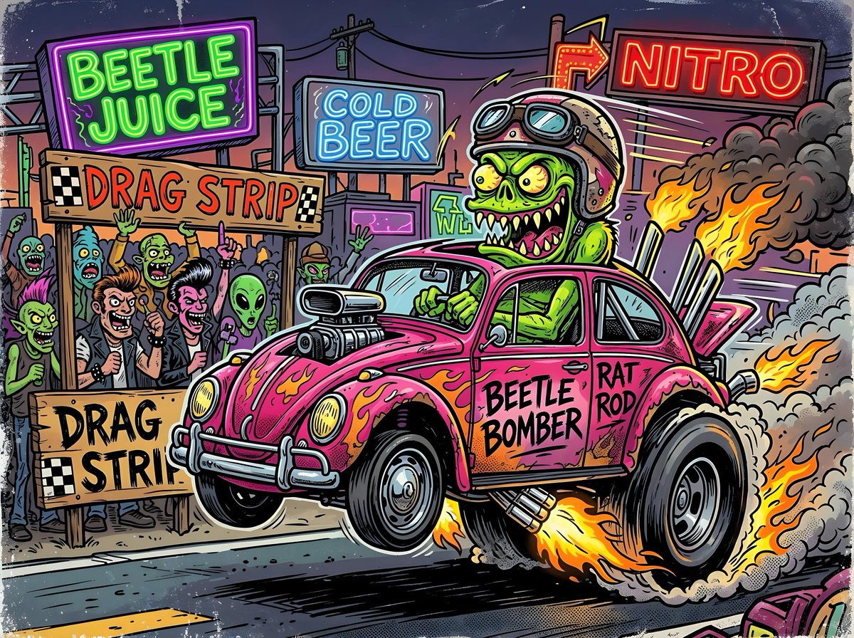 漫画 / 故事板 - 卡通怪物 Rat Rod 直线竞速赛