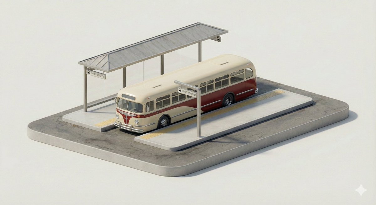 3D Isometric Urban Transit Stop Diorama Prompt 4