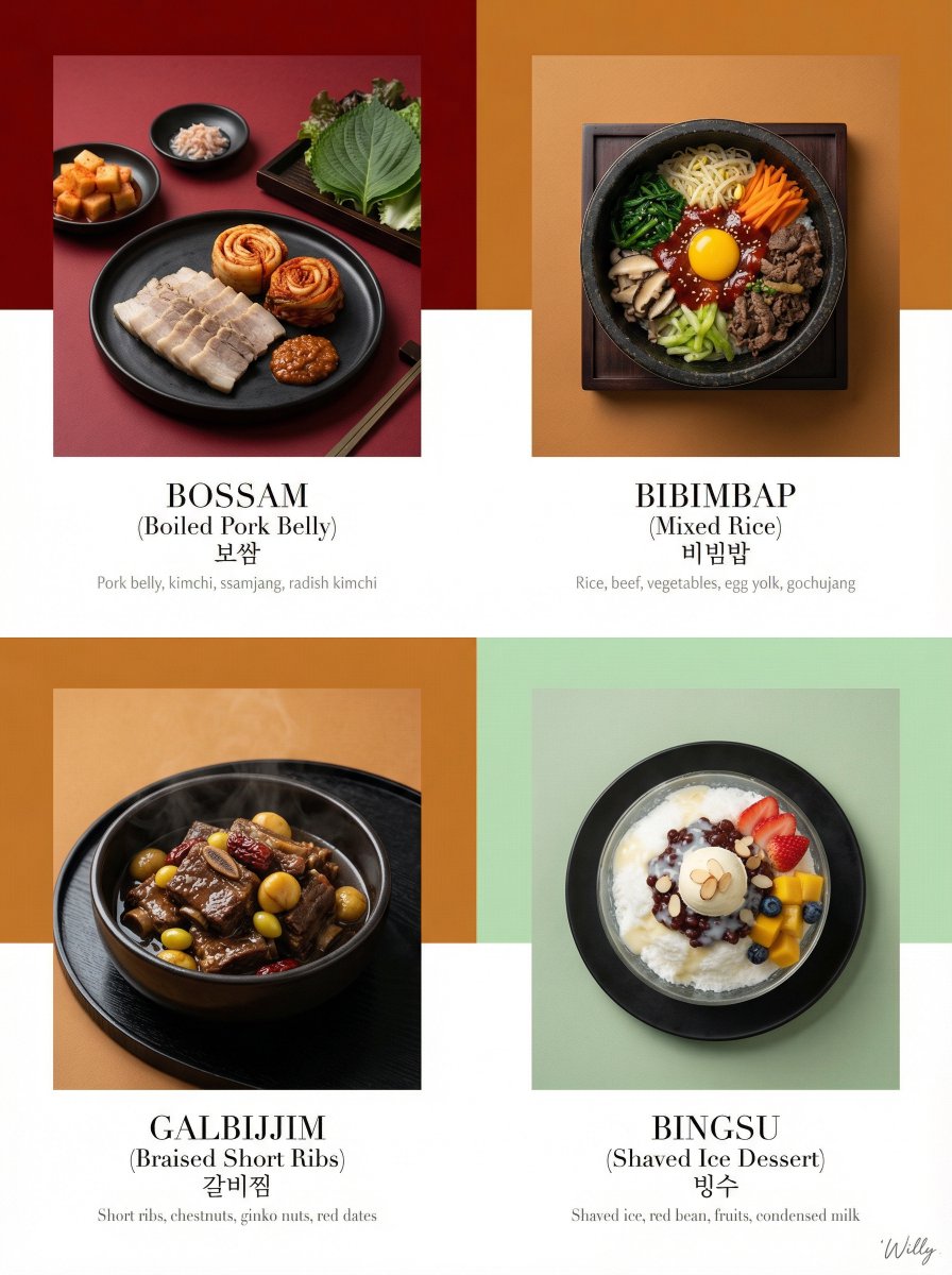 Luxury Korean Tasting Menu Editorial Layout Prompt 1