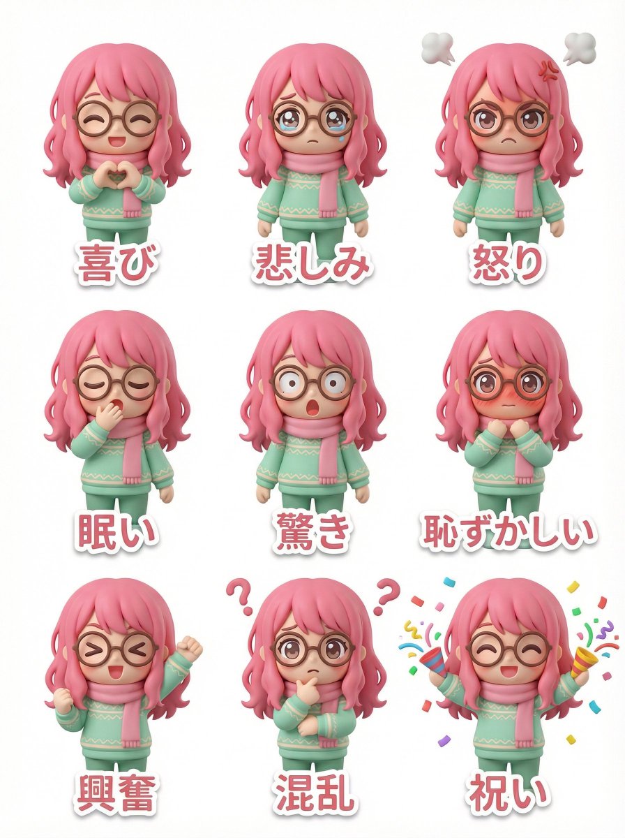 LINE Sticker Generation Prompt (3D Clay Style) 2