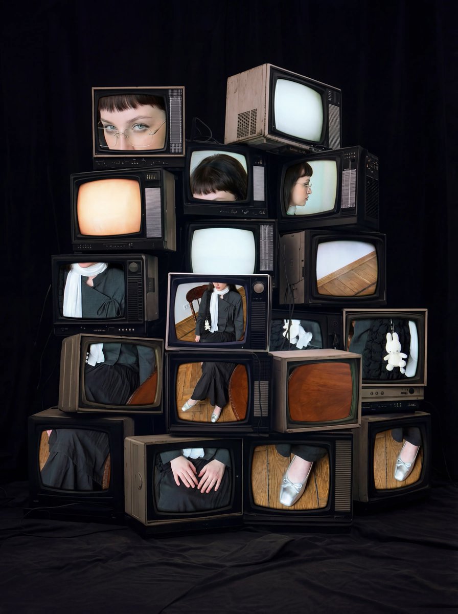 Retro CRT TV Display Portrait Collage 1