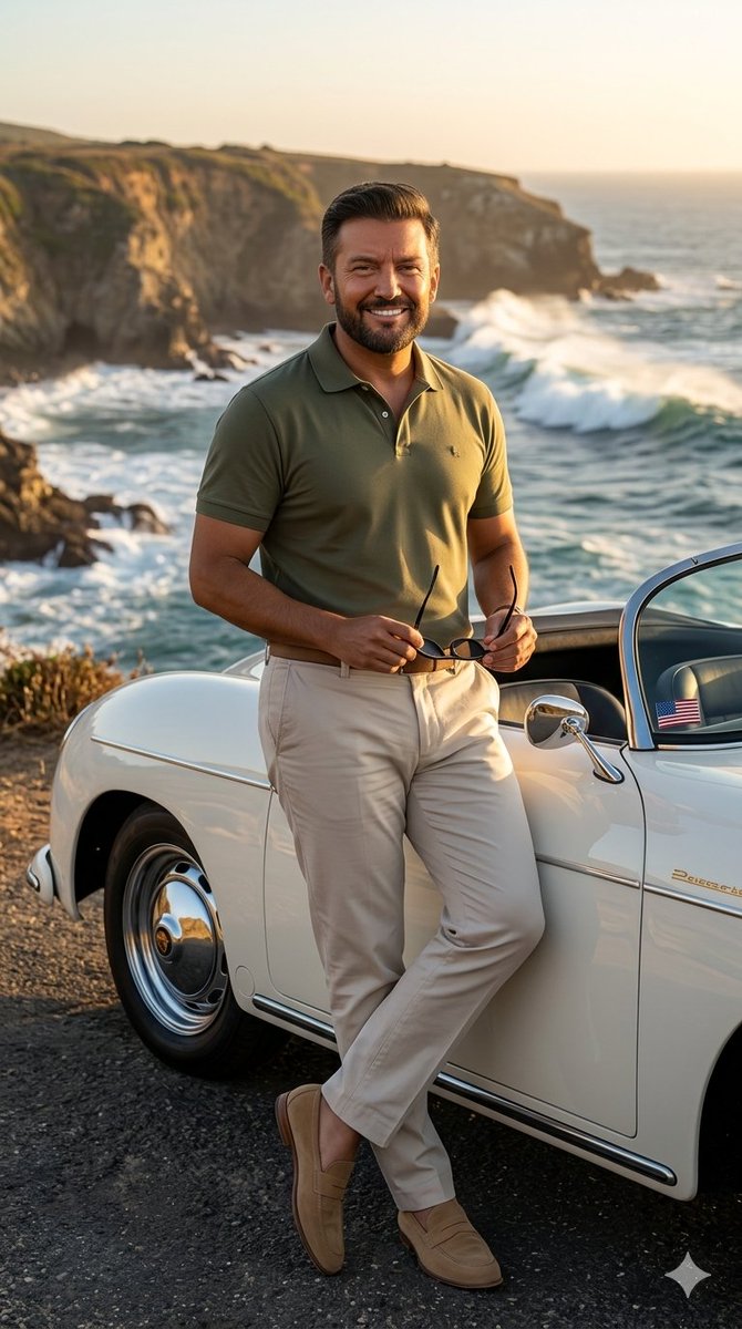 Coastal Road Portrait with Vintage Porsche 1