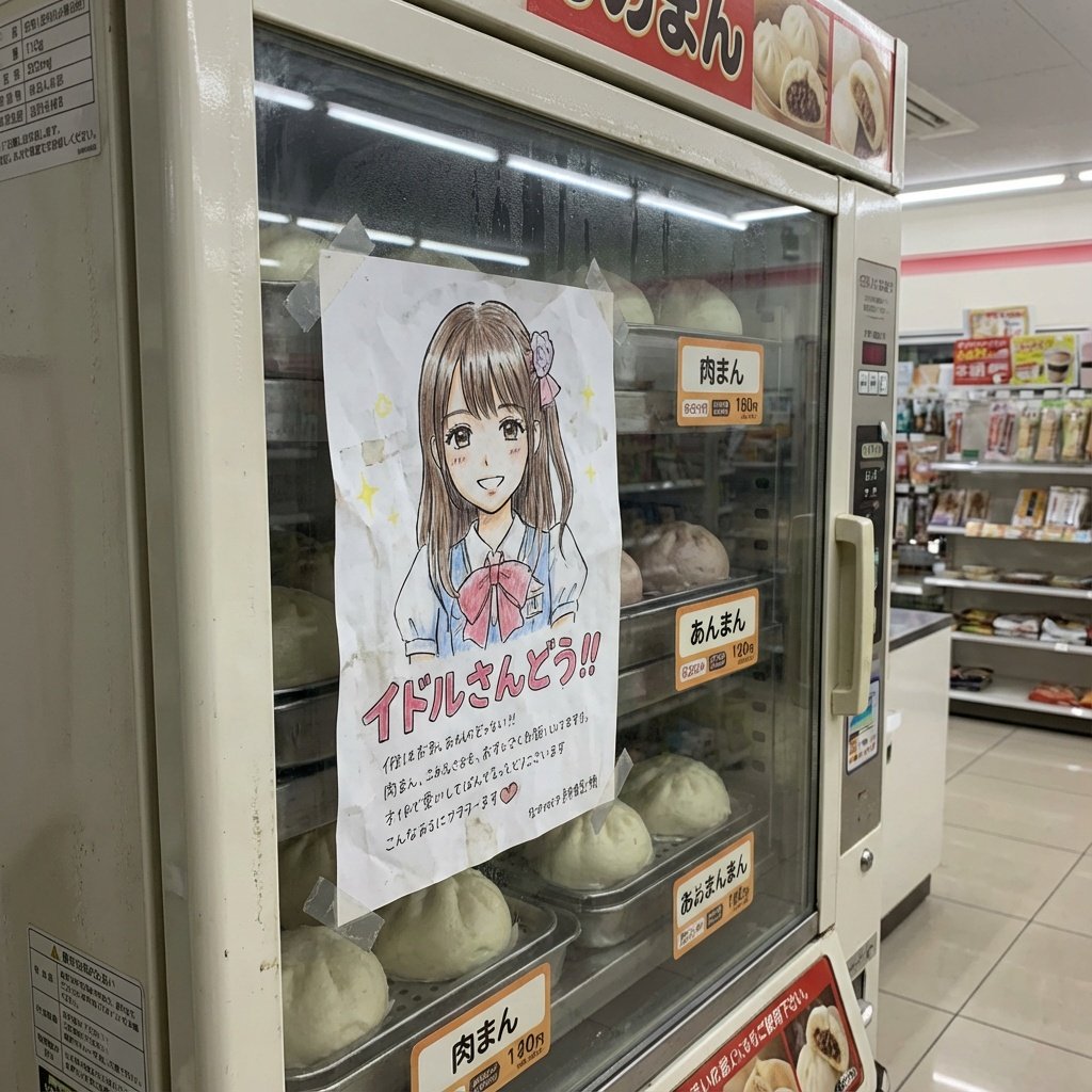 Idol flyer stuck on a steamed bun vending machine 1