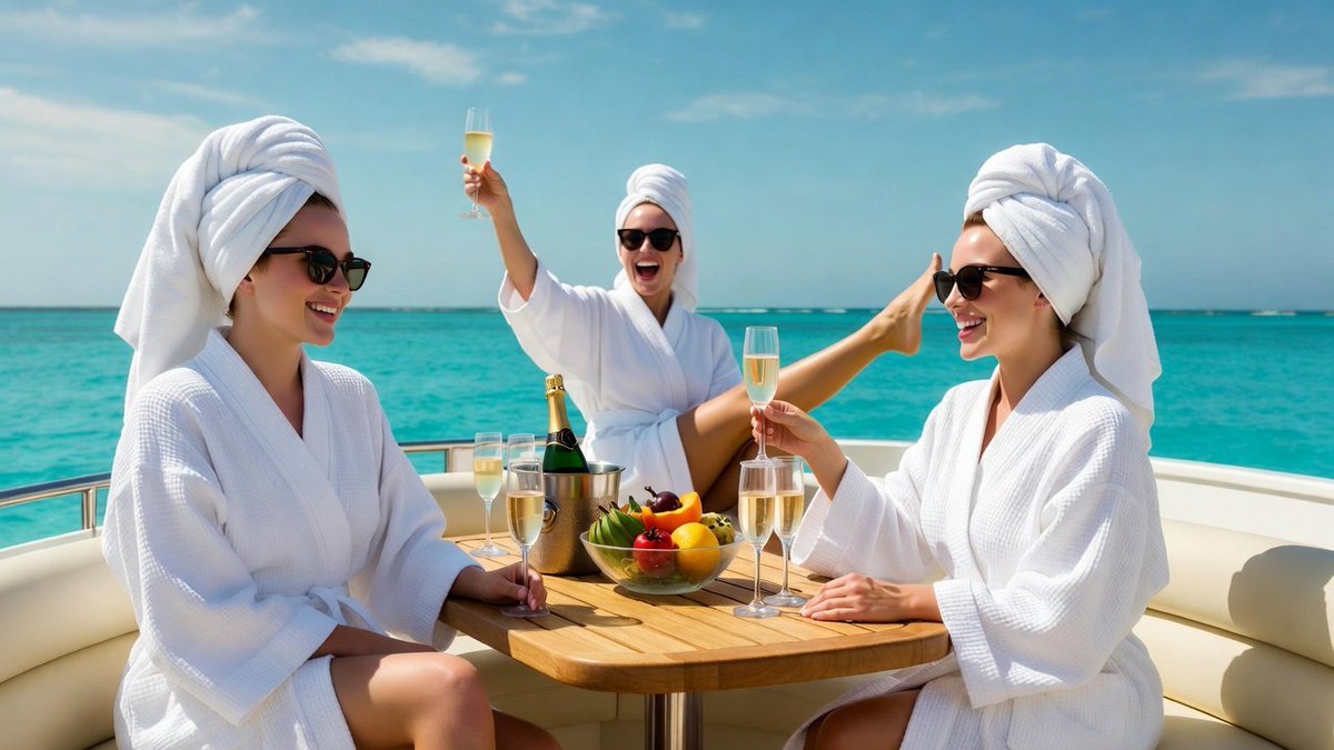 Luxury Spa Day on a Yacht Group Portrait Prompt 2