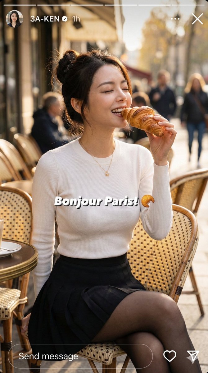 Instagram Story Prompt: Parisian Morning Croissant Selfie 1