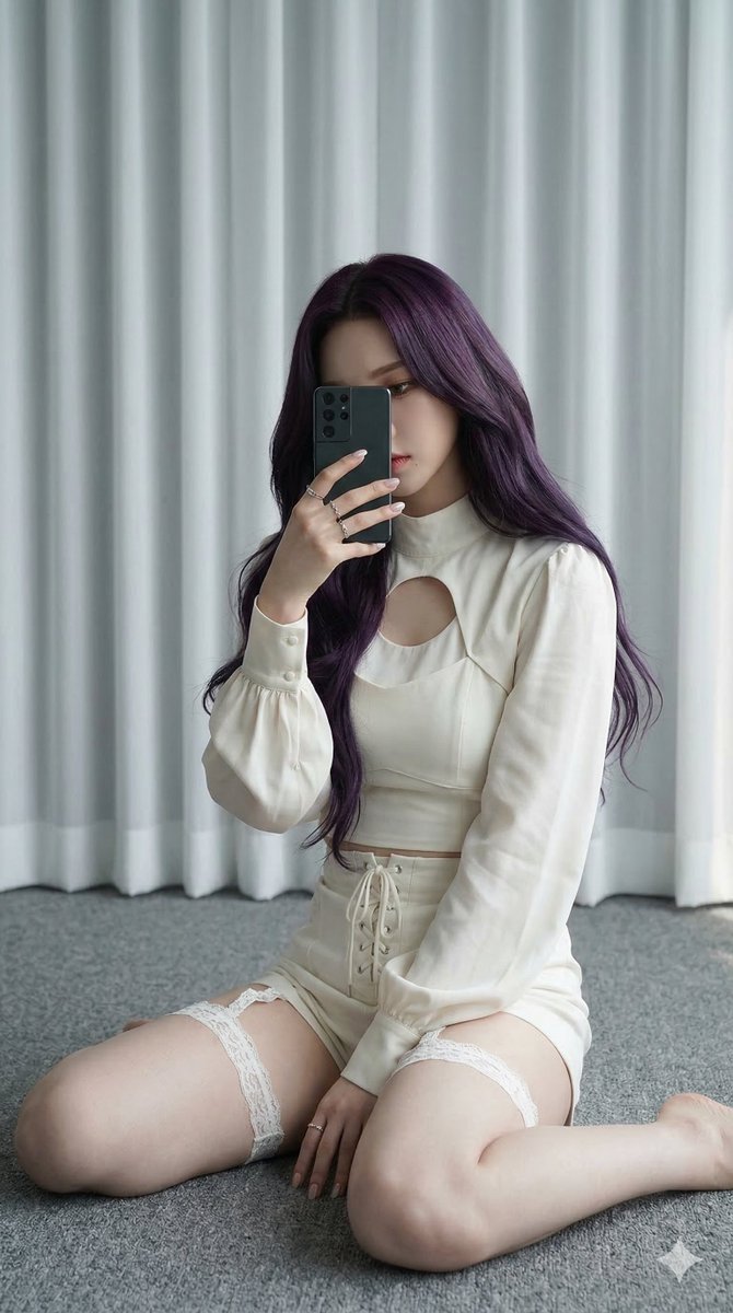 Karina (aespa) in Ivory and Purple Hair 2