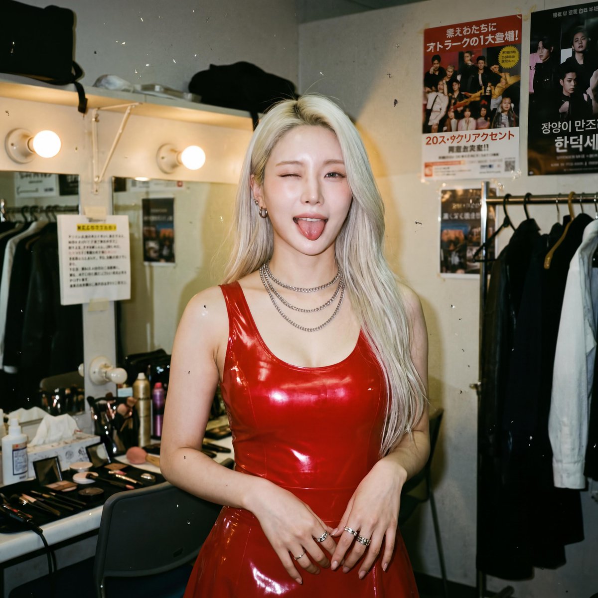 Japanese Analog Film Photo of Woman in Red Latex 1