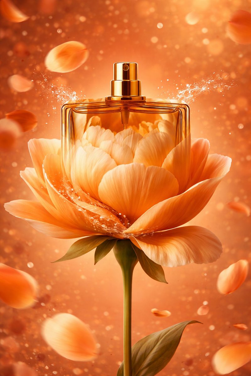 AI-Stylized Perfume Product Visual with Internal Petals 1