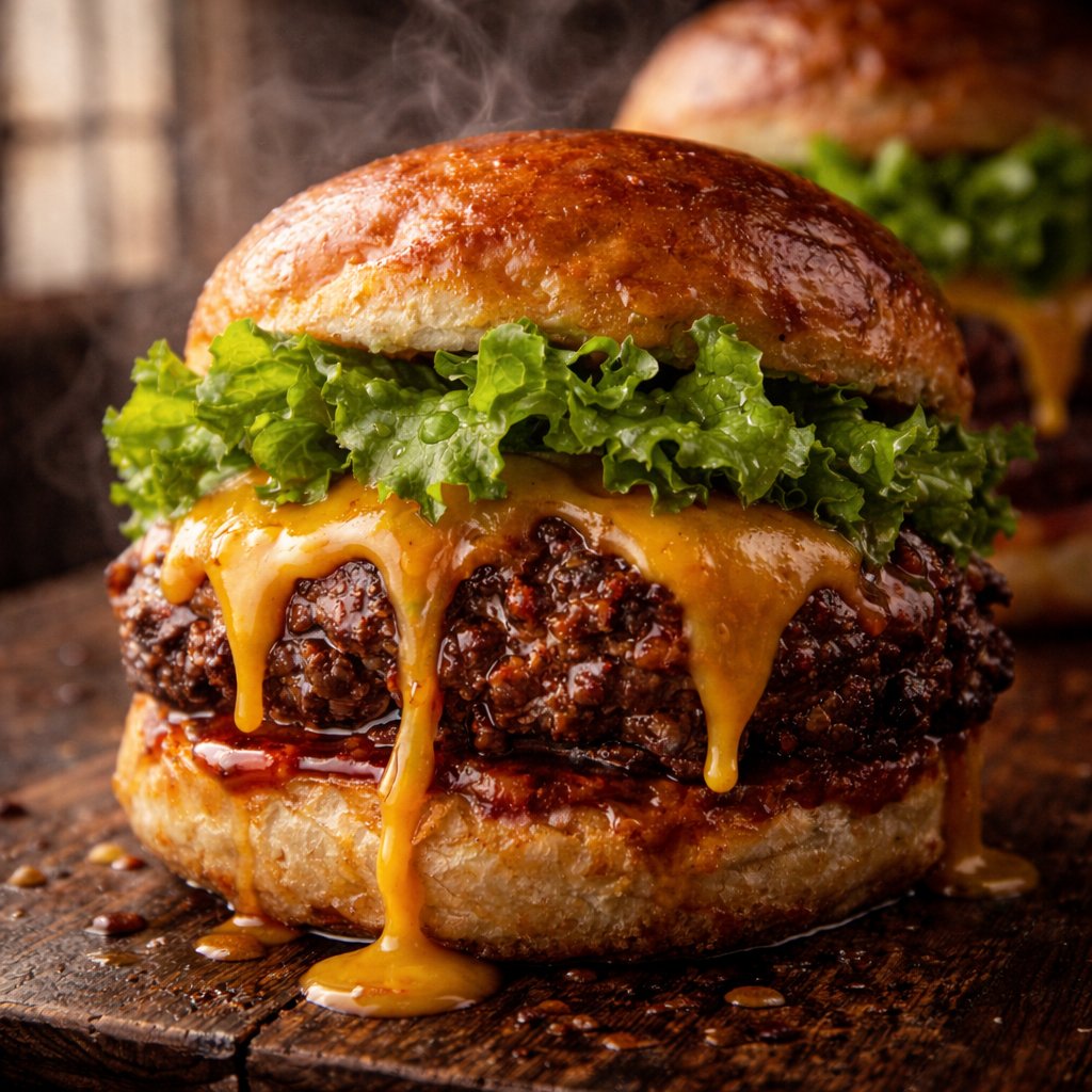 Macro Food Photography of a Juicy Beef Burger 2