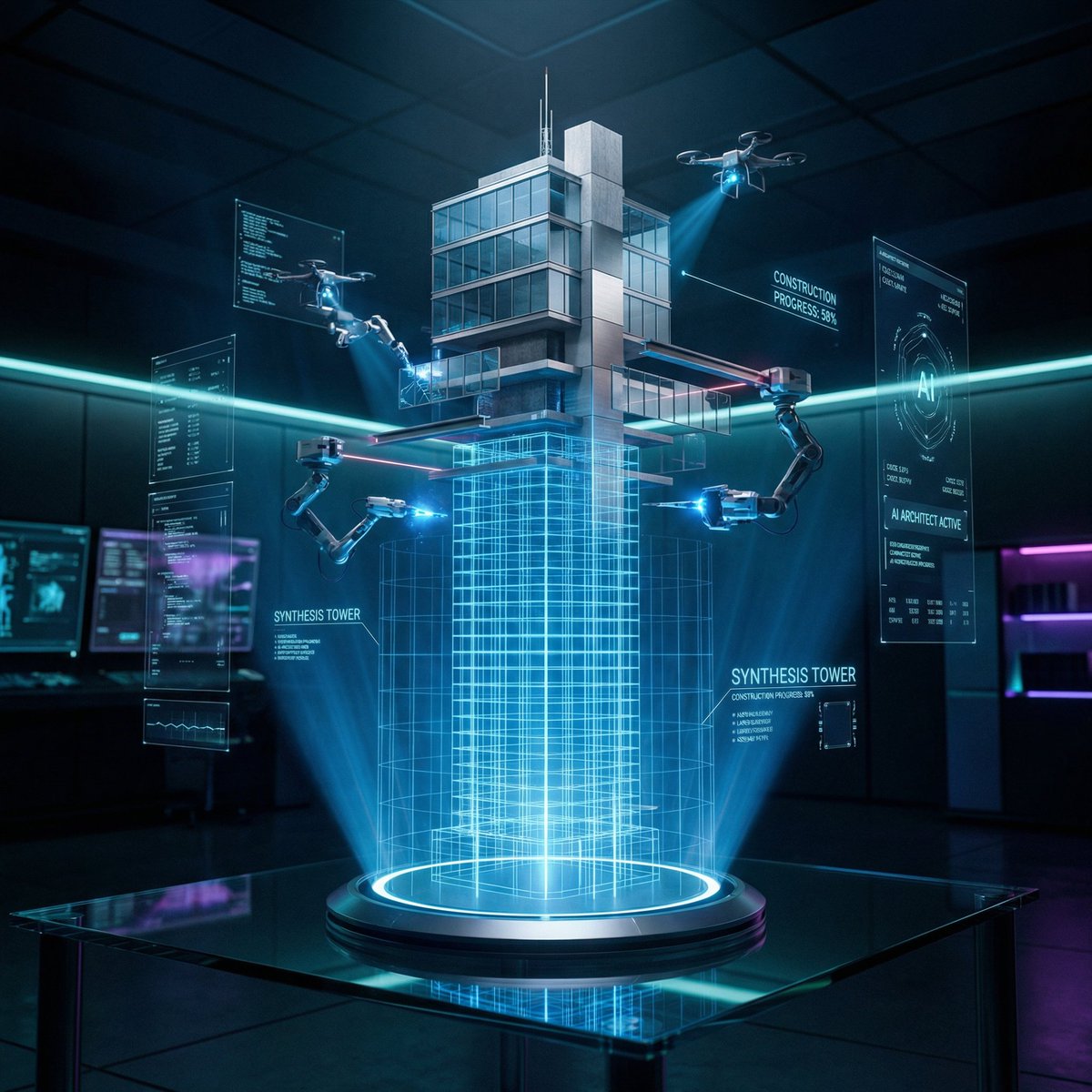 Futuristic Holographic Burj Khalifa Blueprint