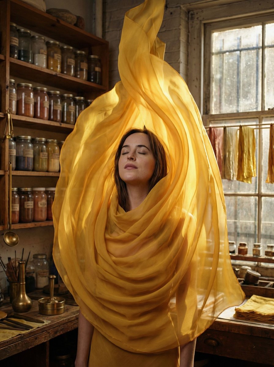 Surreal Fashion Portrait in a Textile Dye Workshop 2