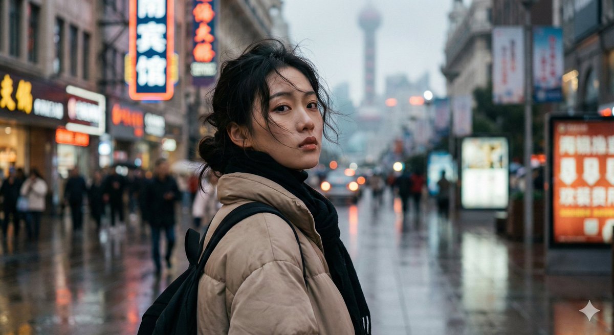 Cinematic Urban Portrait of a Young Woman in Shanghai 4