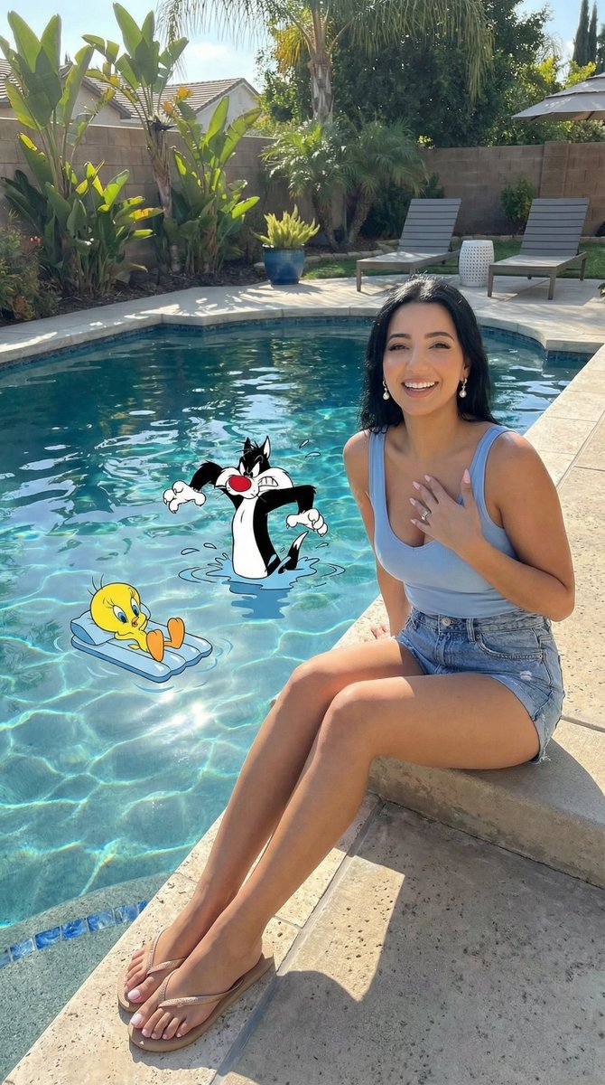 Looney Tunes Poolside Scene Prompt 1