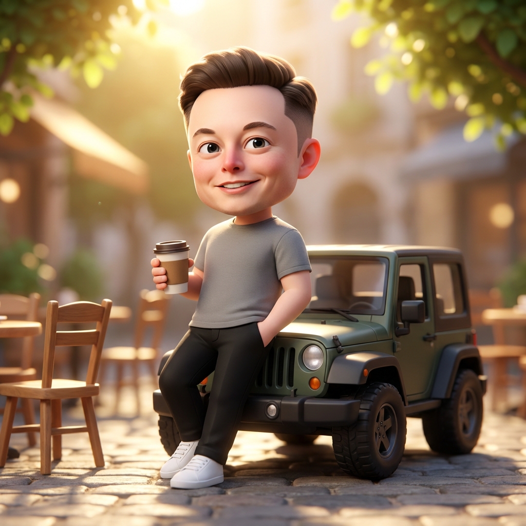 Pixar-Quality 3D Chibi Character with Mini Jeep 2