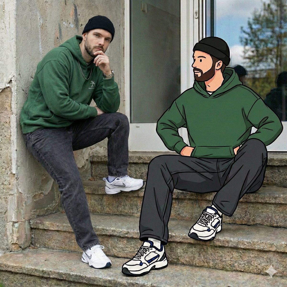 Mixed Reality Street Portrait with Cartoon Twin 3