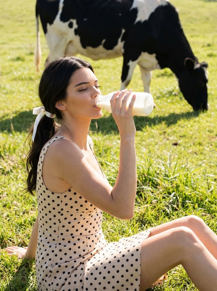 Sunlit Countryside Milk Drinking Portrait 4