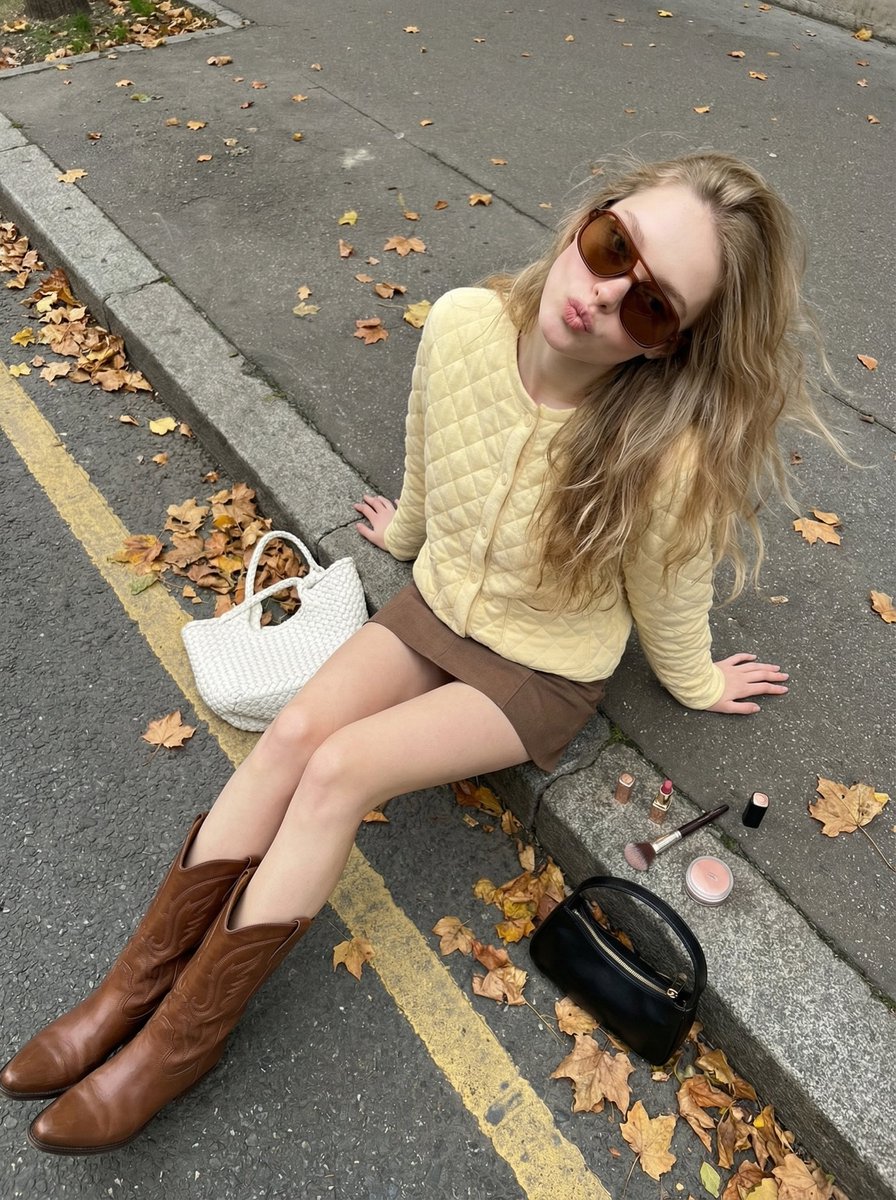 High-Angle Street Style Photo with Makeup Items 1