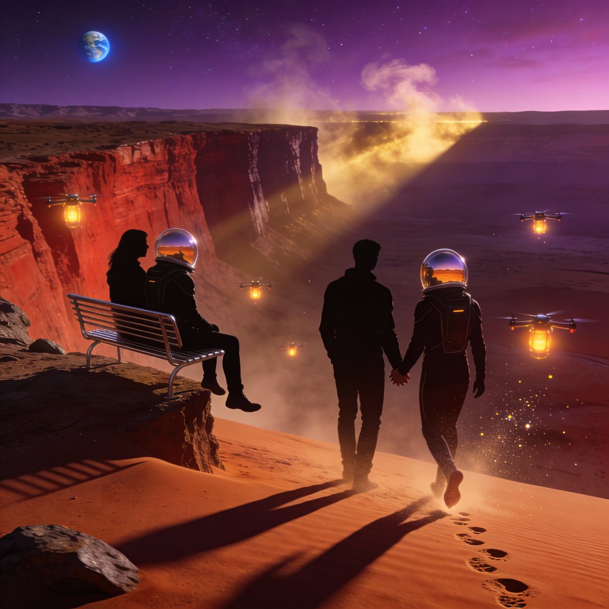 Ultra-Real 16K Cinematic Scene of Romantic Date on Mars 2