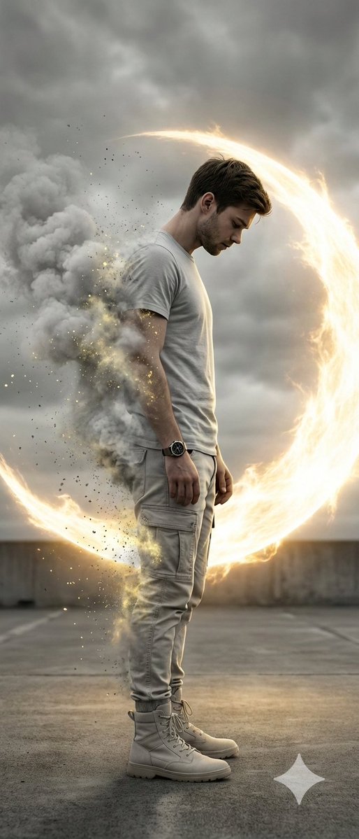 Cinematic Disintegration Portrait with Energy Aura 1