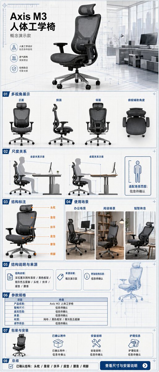 E-commerce Main Image - Ergonomic Office Chair E-commerce Mobile Detail Page