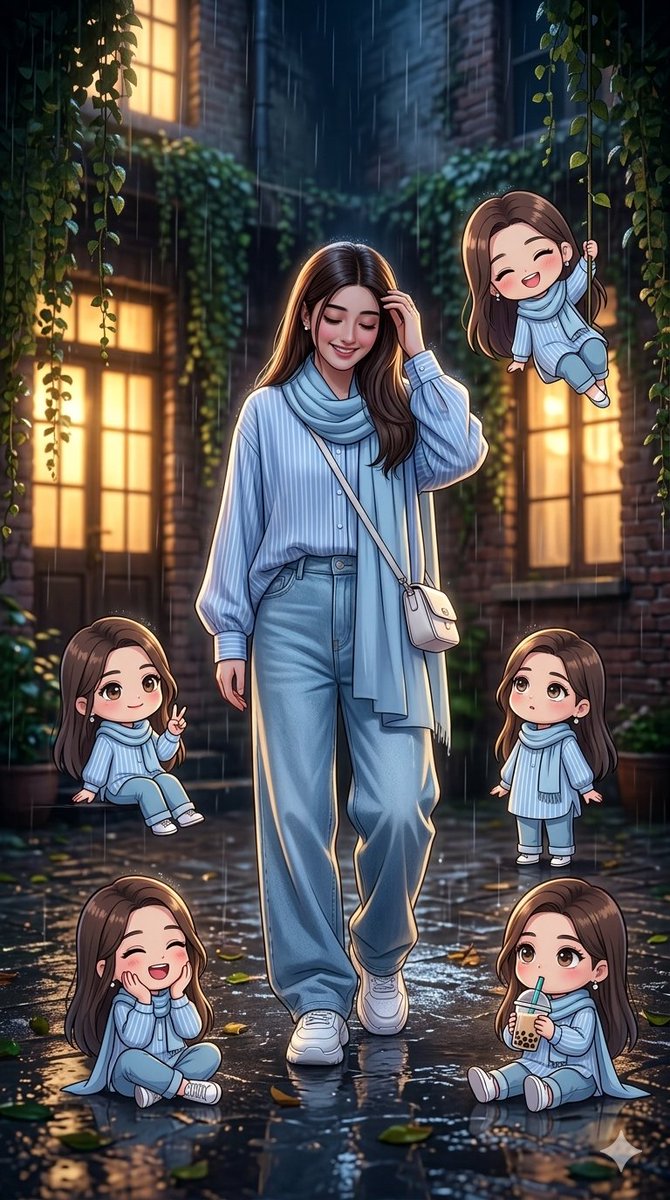 Anime Portrait with Chibi Characters 1