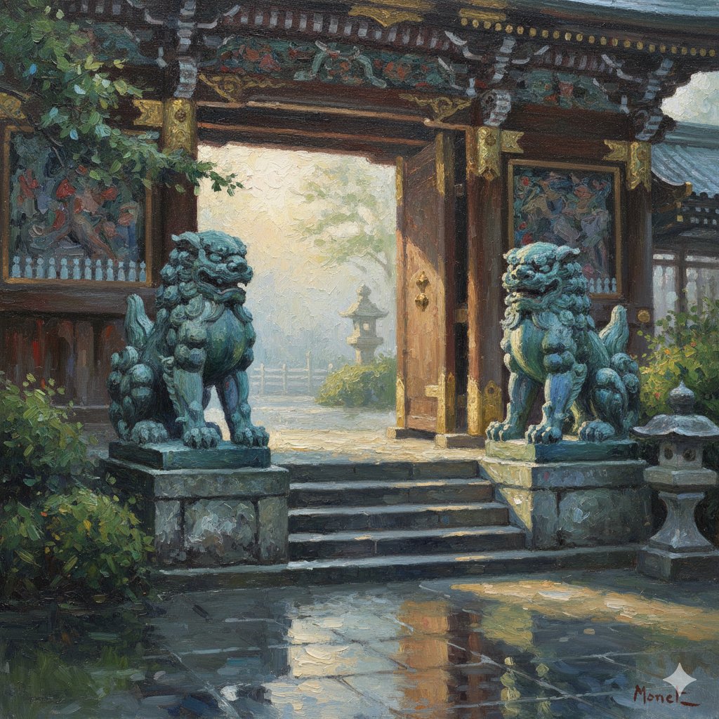 Transforming Yomeimon's Karajishi into a Monet-style Painting 2
