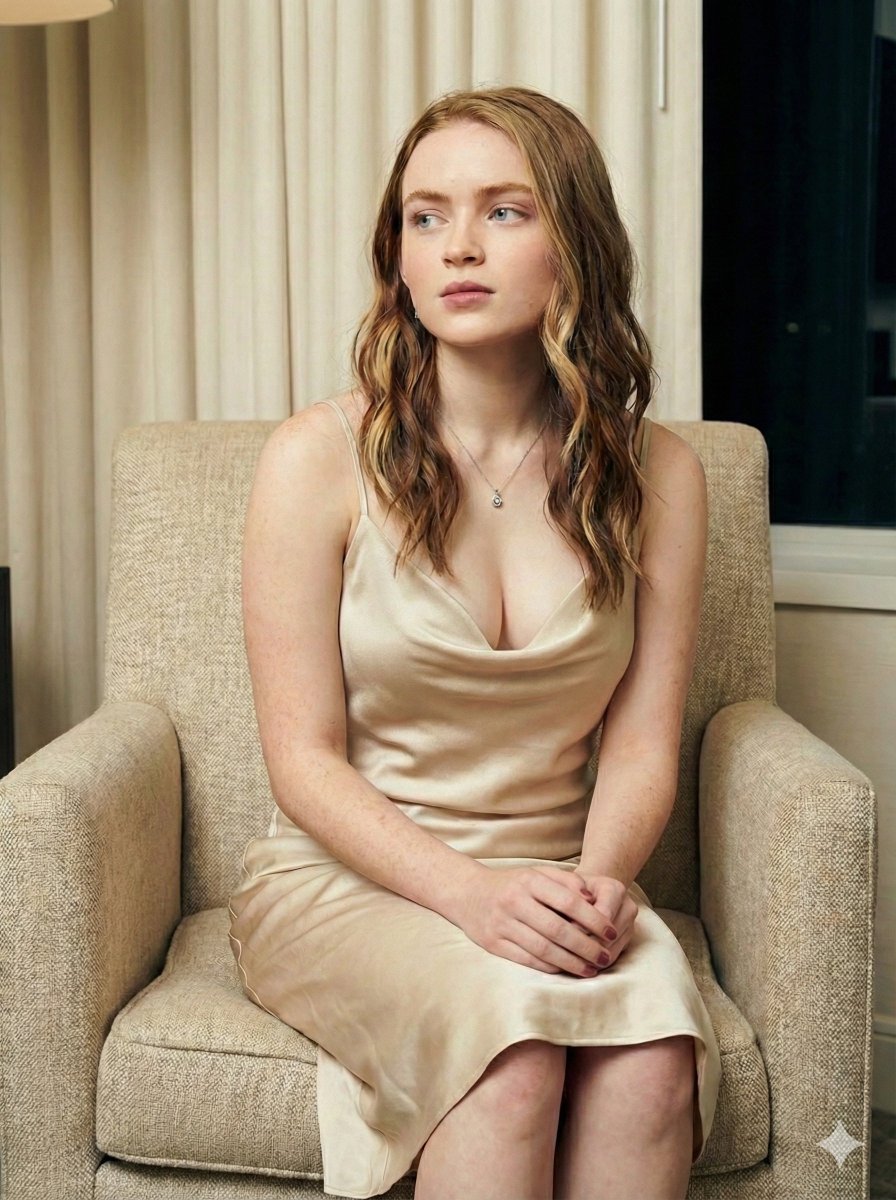 Sadie Sink in Satin Slip Dress Portrait (Duplicate) 2