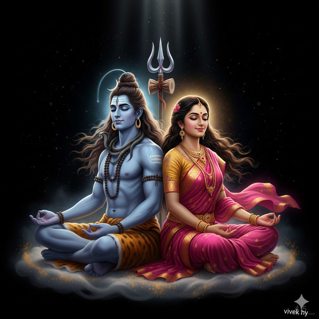 Divine Artwork of Lord Shiva and Goddess Parvati 1