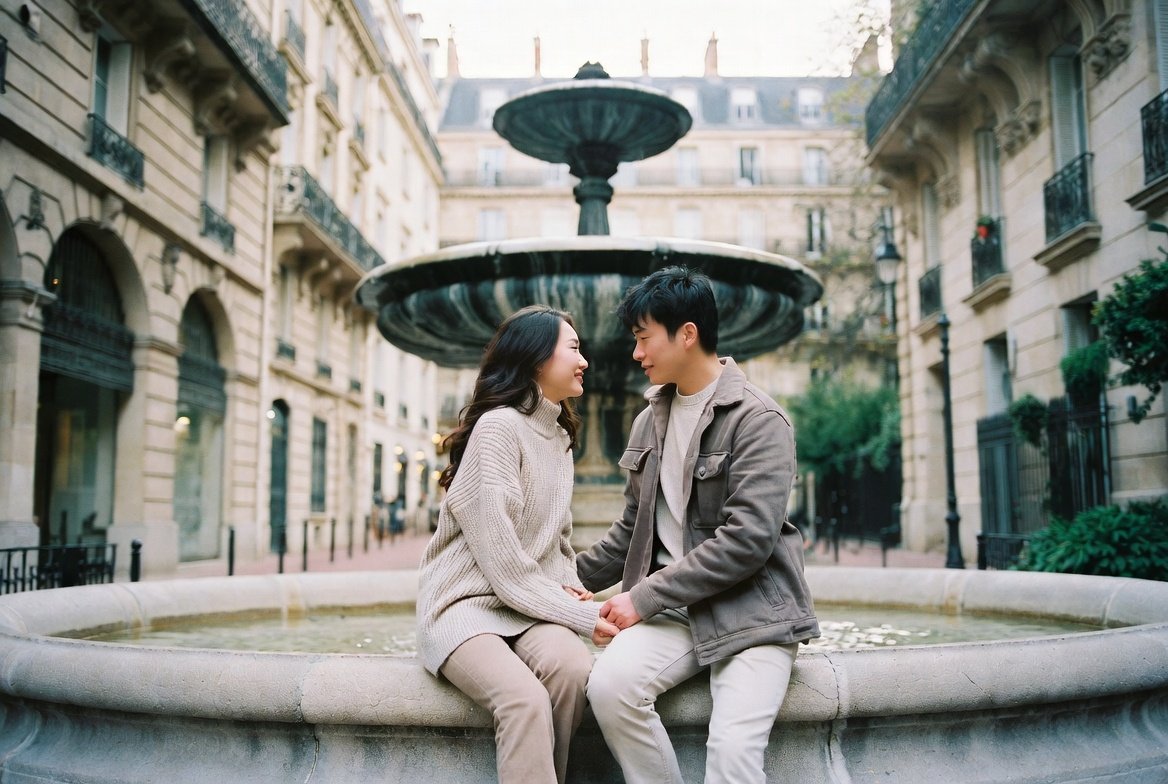 Cinematic Romantic Street Photography of a Couple in Paris 2