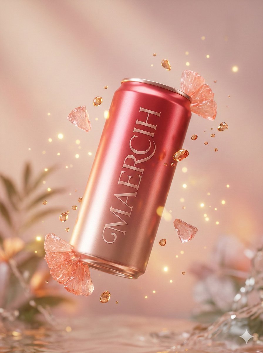 Luxury Commercial Shot of Floating Grapefruit Sparkling Can 1
