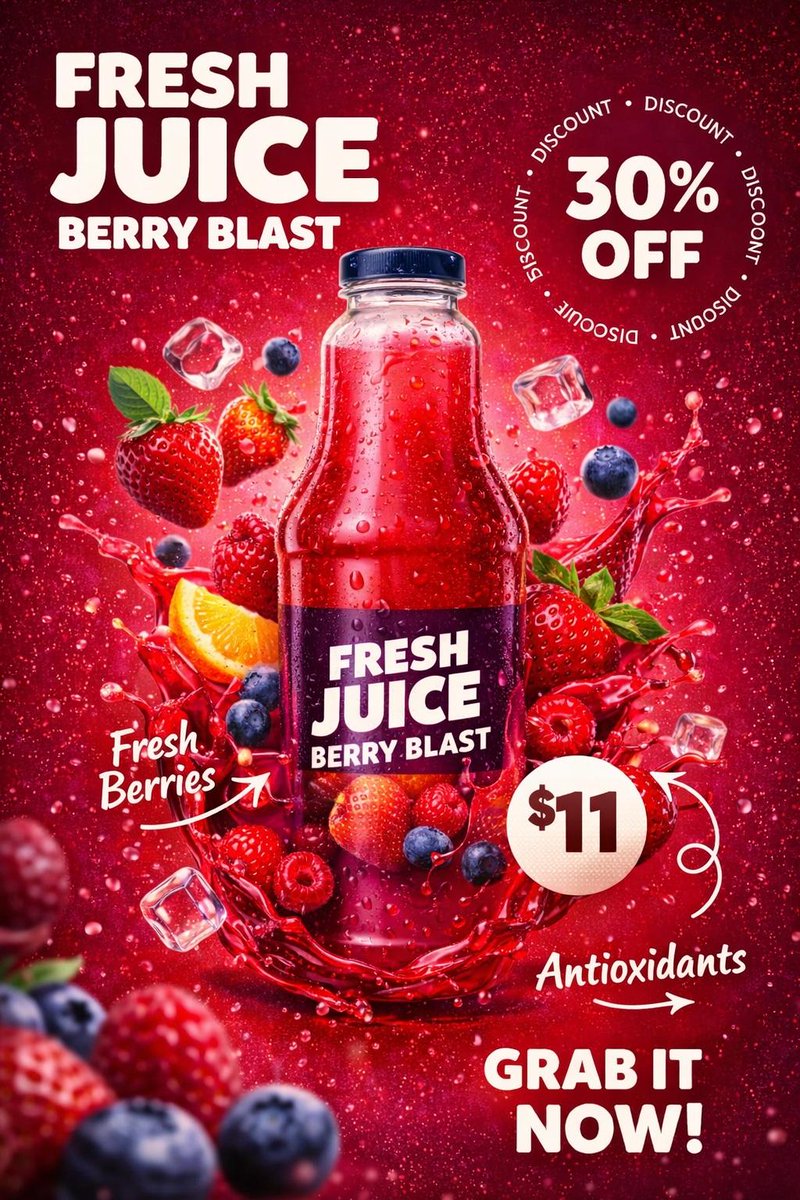 Product Photography Poster with Liquid Splash and Text Overlays 4