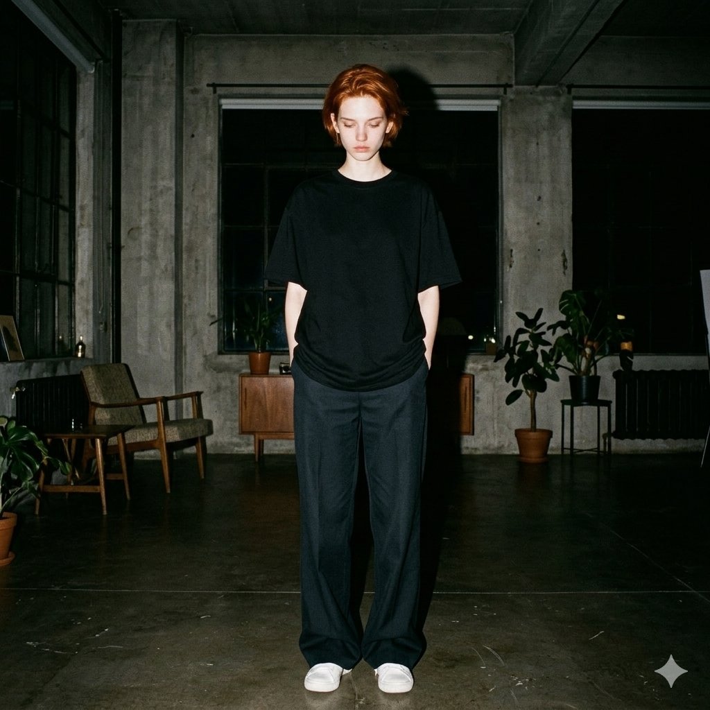 Nighttime Industrial Loft Fashion Shot (35mm Film Aesthetic) 2