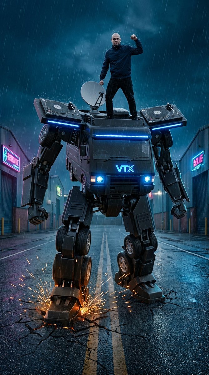 Humanoid Mecha Robot at Night 3