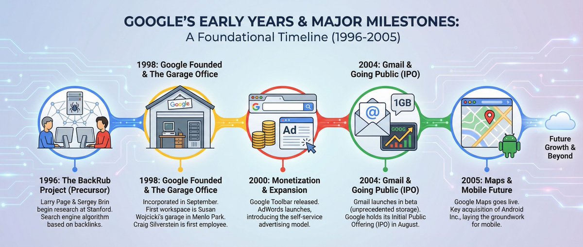 Infographic about Google’s early years 1