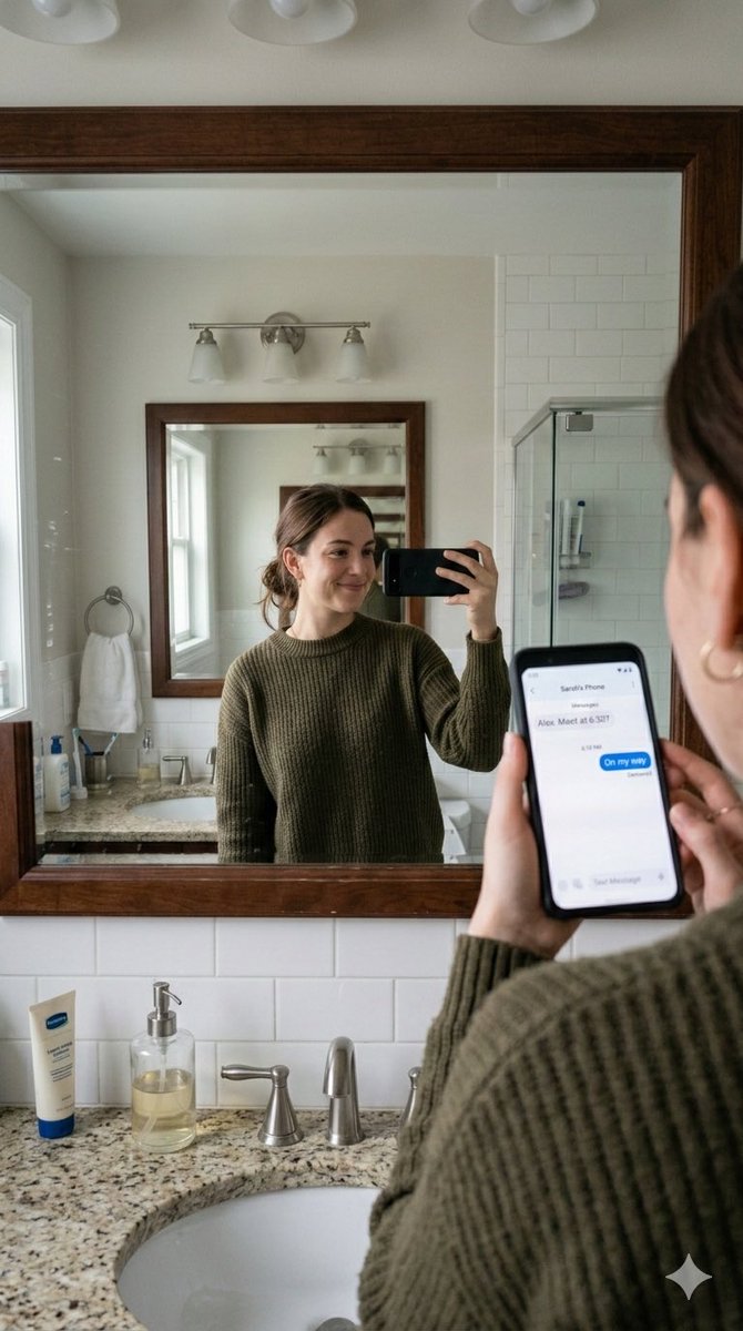 Realistic Bathroom Mirror Selfie with Correct Reflection 2