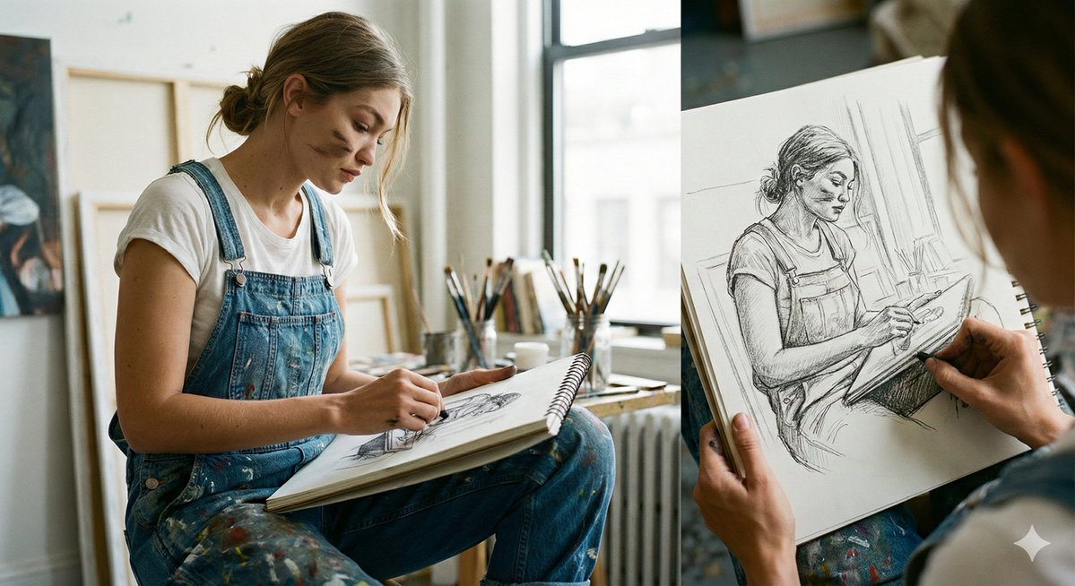 Cinematic Realism: Dual Scene Self-Portrait Concept 2