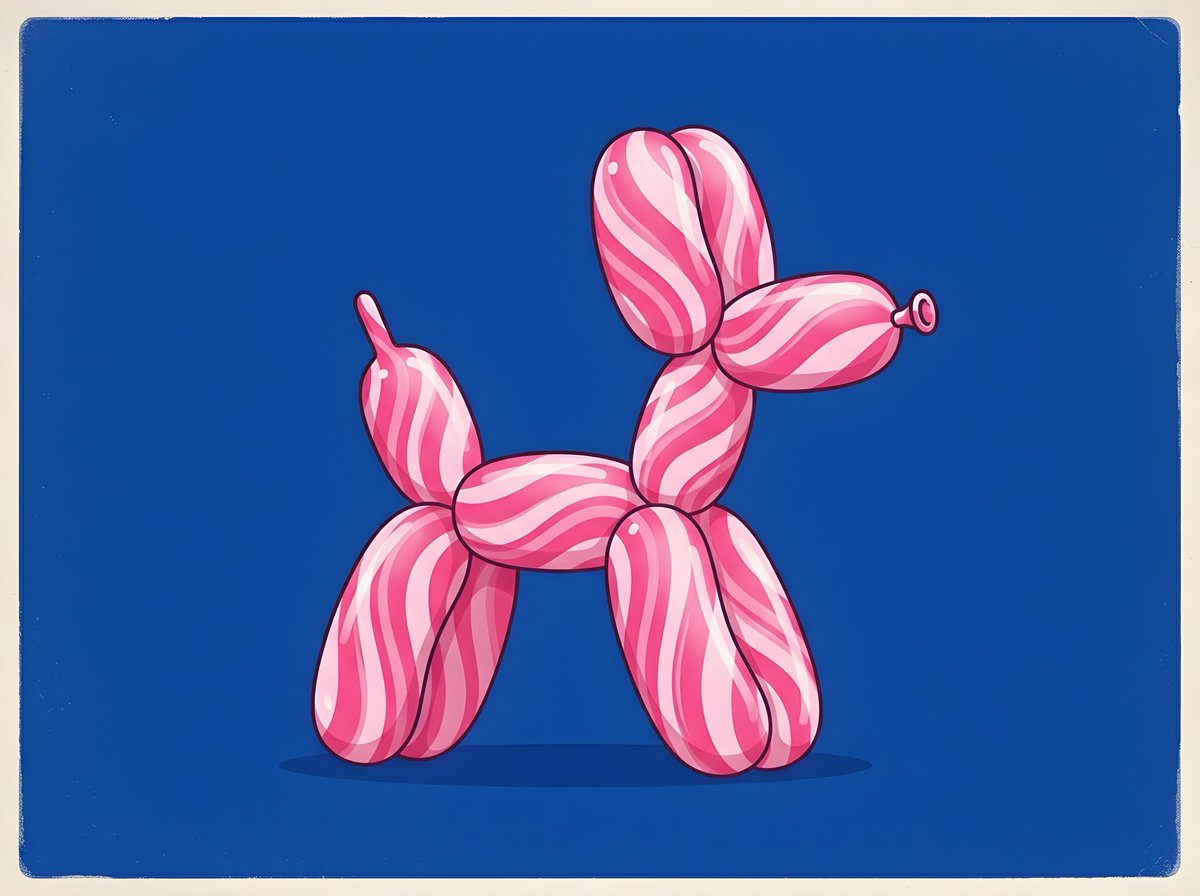 Retro Minimalist Balloon Dog Illustration 1