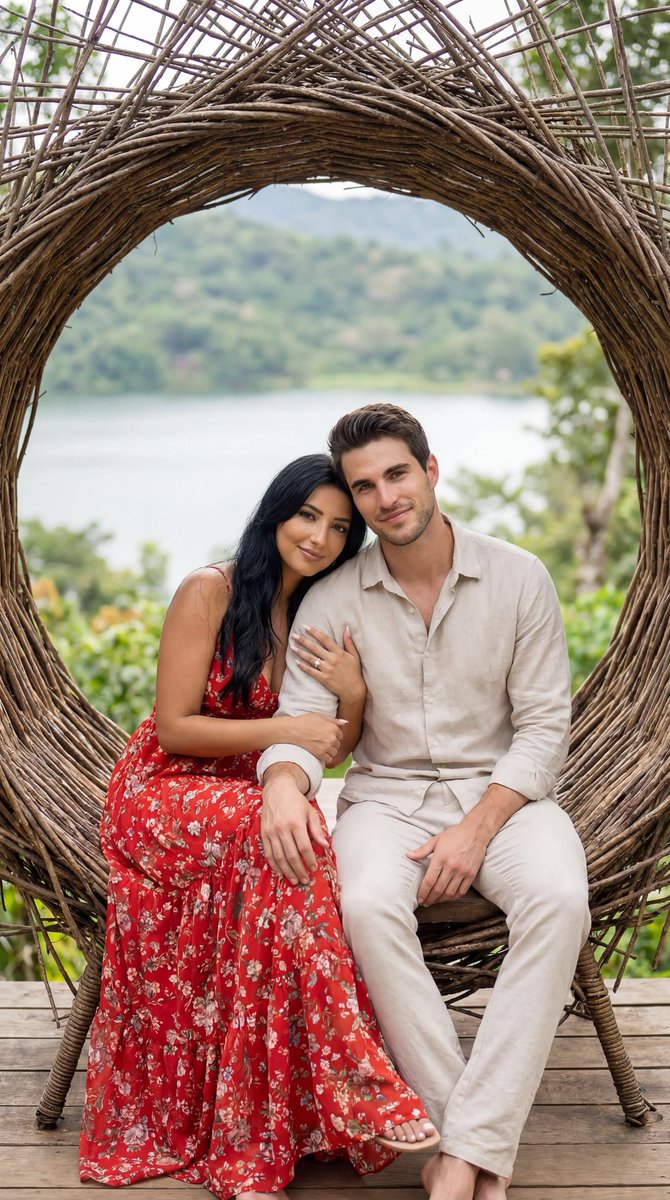 Photoreal Romantic Couple in Nature Nest Editorial Prompt 2