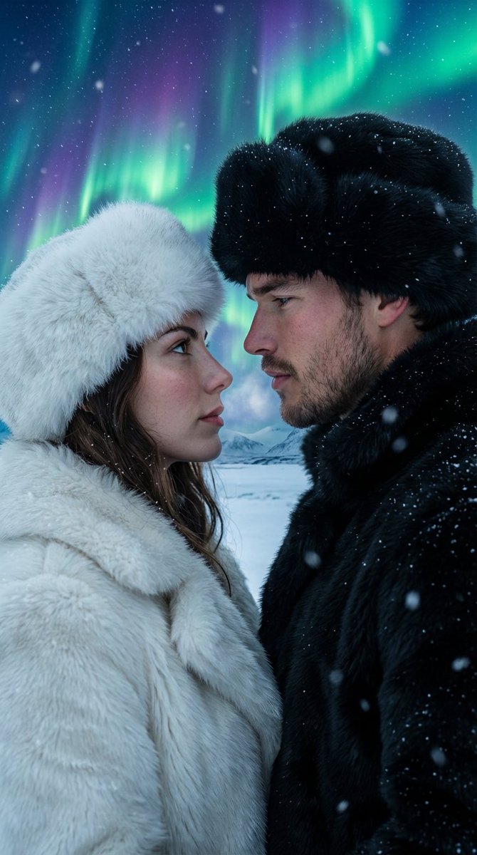 Aurora Borealis Couple Portrait with Identity Preservation 1